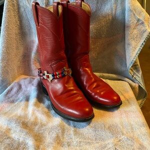 Vintage Red Leather Cowboy Boots Women’s 5.5